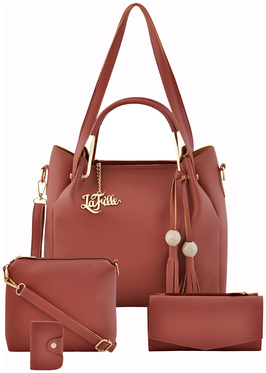 

La Fille Pink PU Handheld Bag