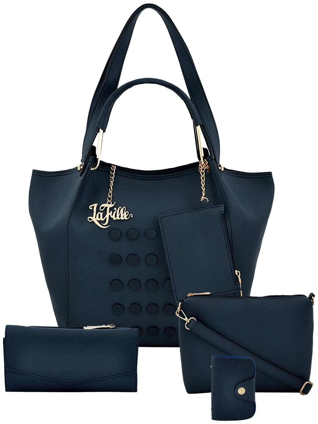 

La Fille Blue PU Handheld Bag