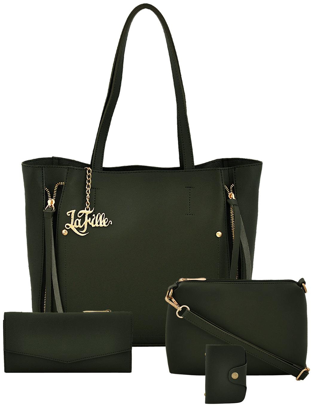 

La Fille Green PU Handheld Bag