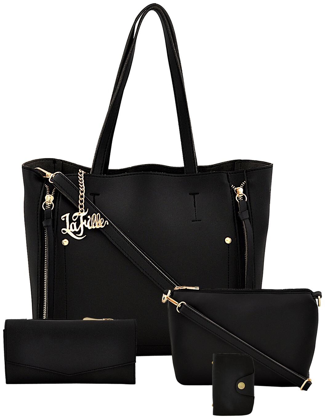 

La Fille Black PU Handheld Bag