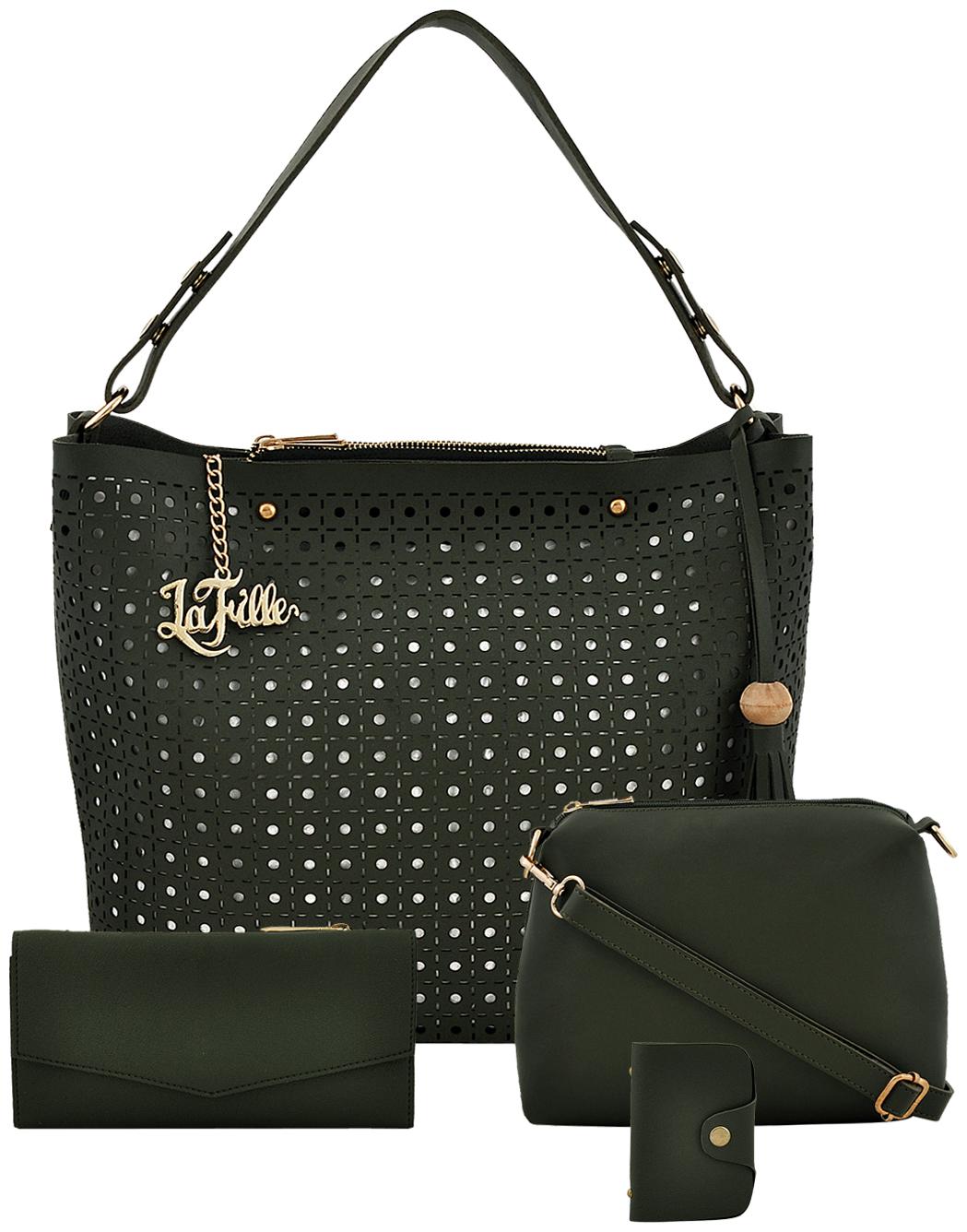 

La Fille Green PU Handheld Bag