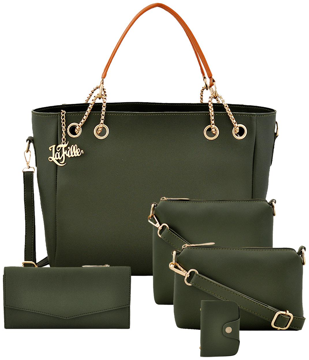 

La Fille Green PU Handheld Bag