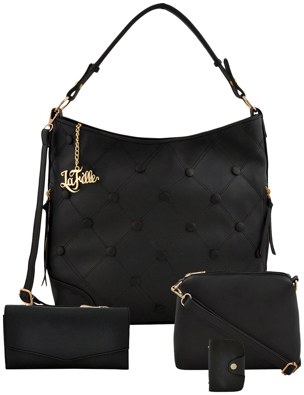 

La Fille Black PU Handheld Bag