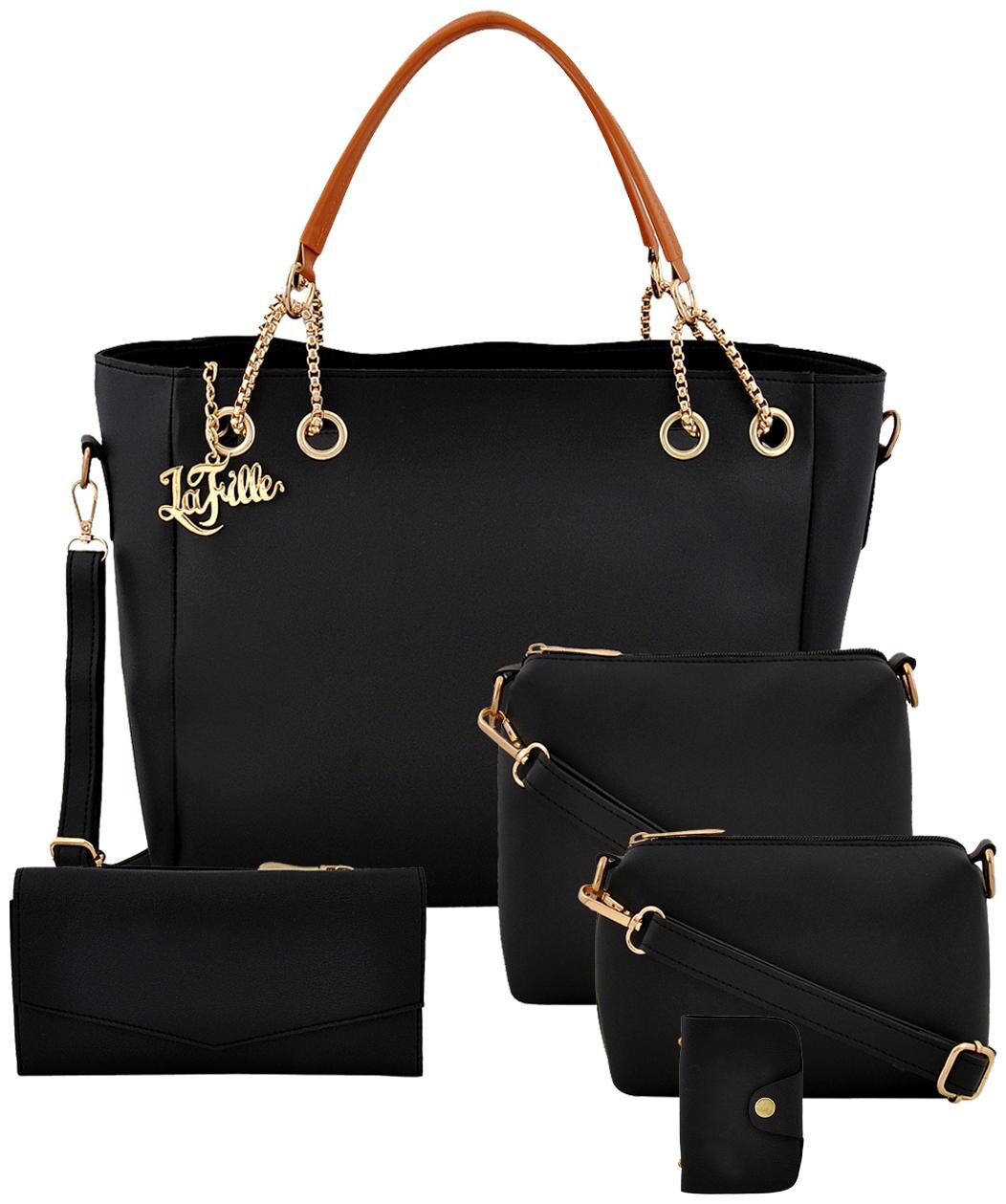 

La Fille Black PU Handheld Bag