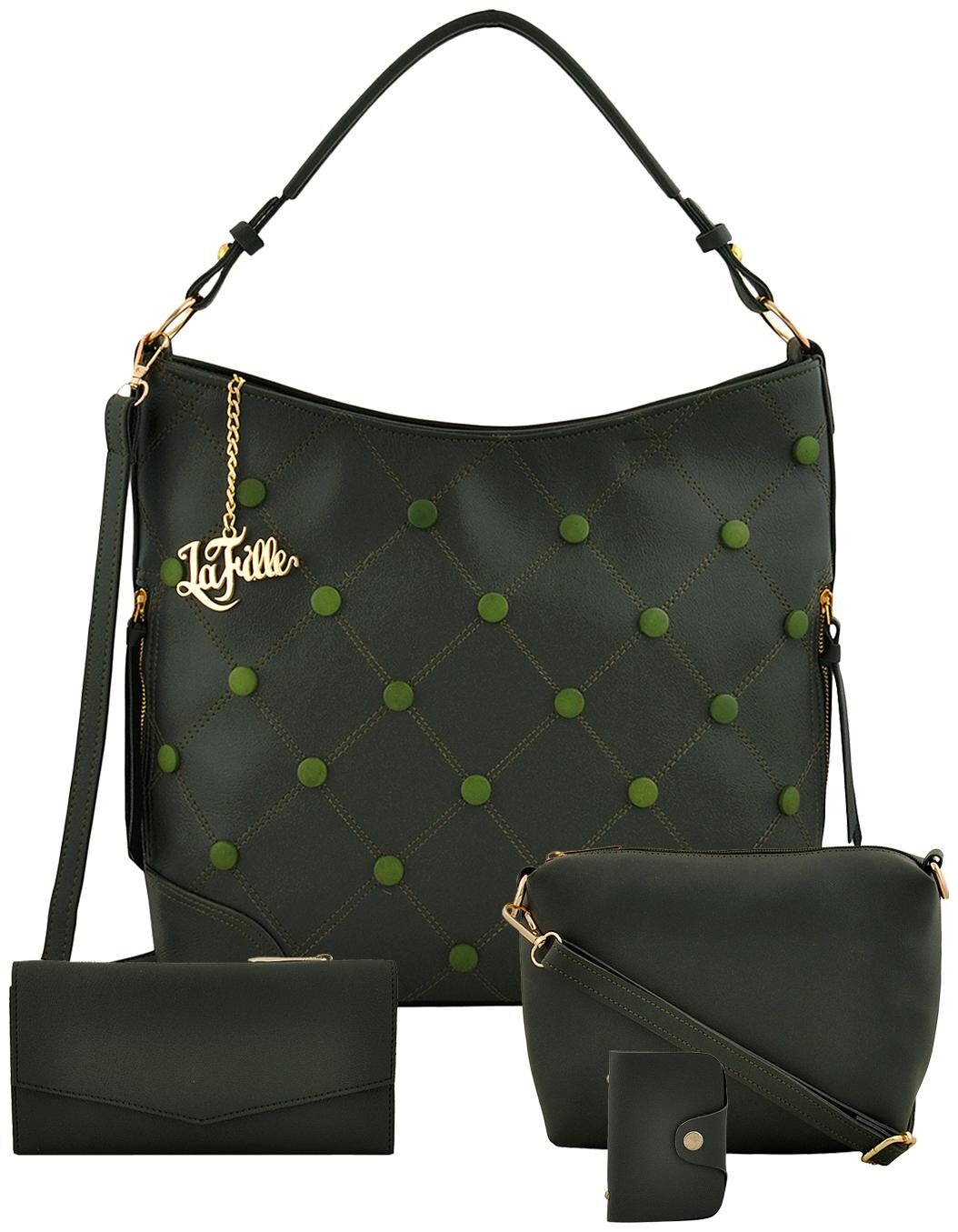 

La Fille Green PU Handheld Bag