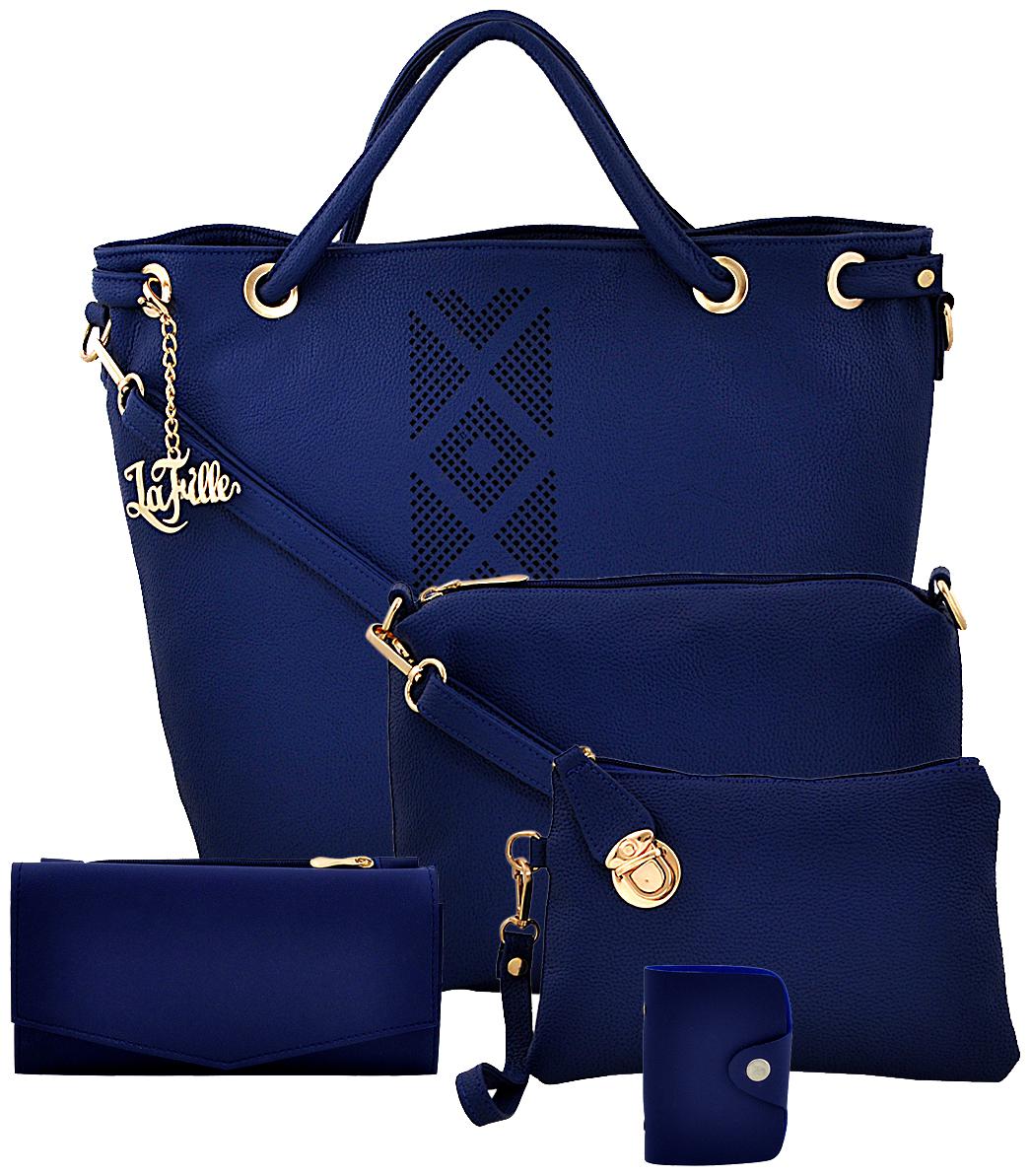 

La Fille Blue PU Handheld Bag