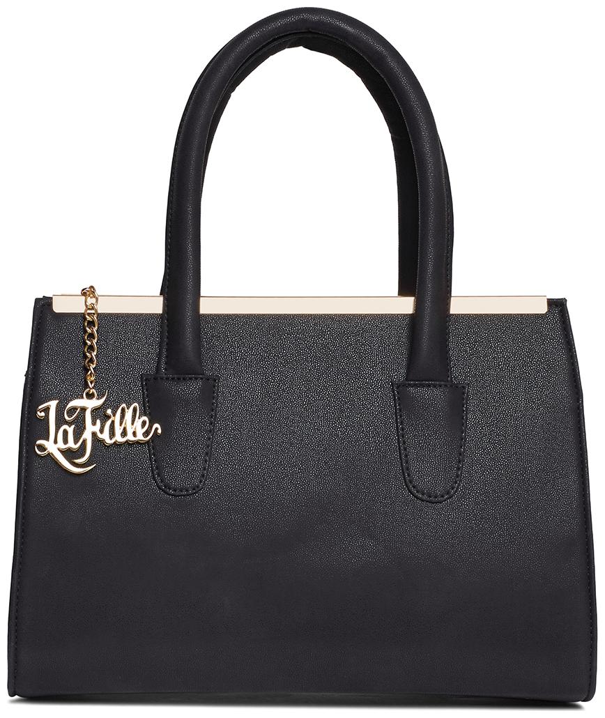 

La Fille Black Faux Leather Handheld Bag