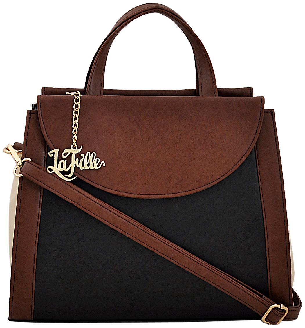 

La Fille Black Faux Leather Handheld Bag