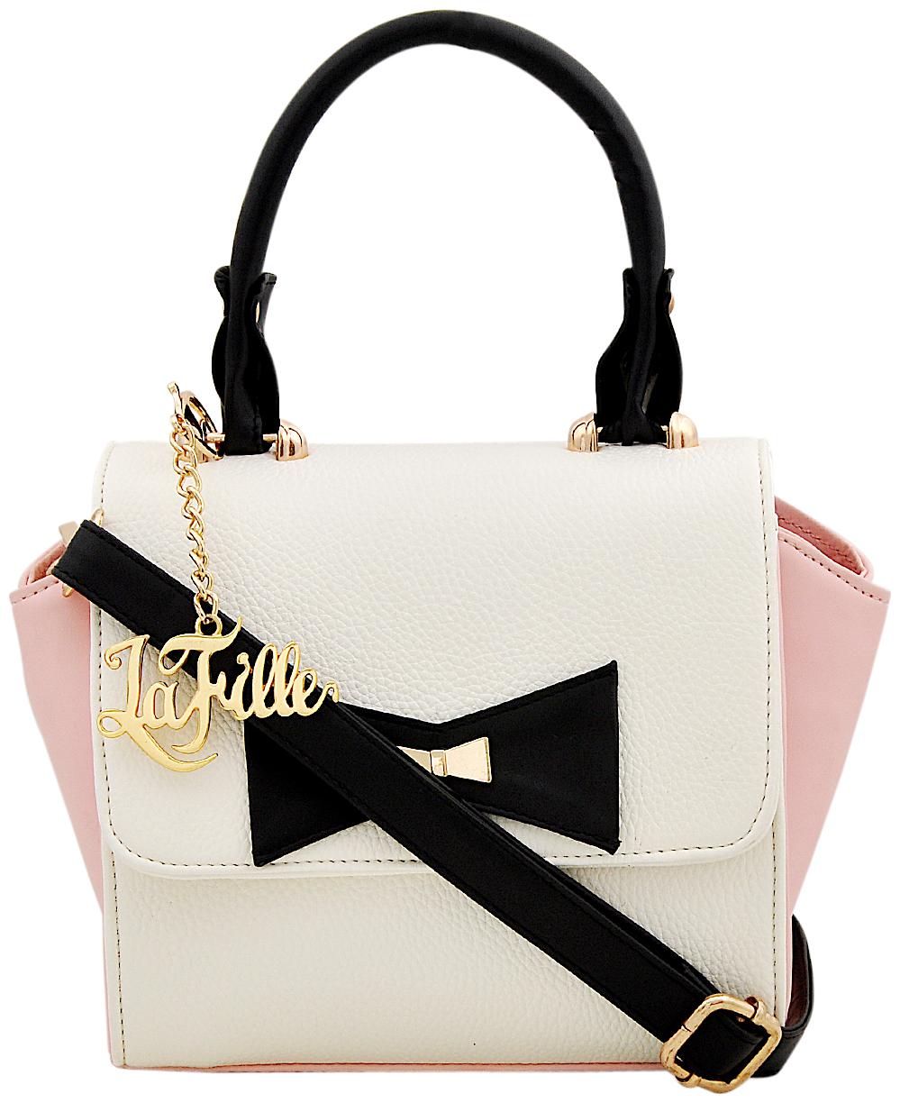 

La Fille Pink Faux Leather Handheld Bag