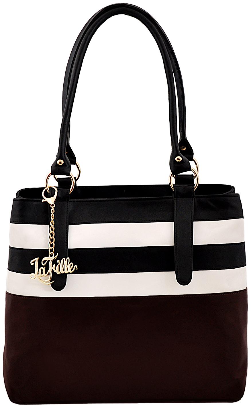 

La Fille Brown Faux Leather Handheld Bag