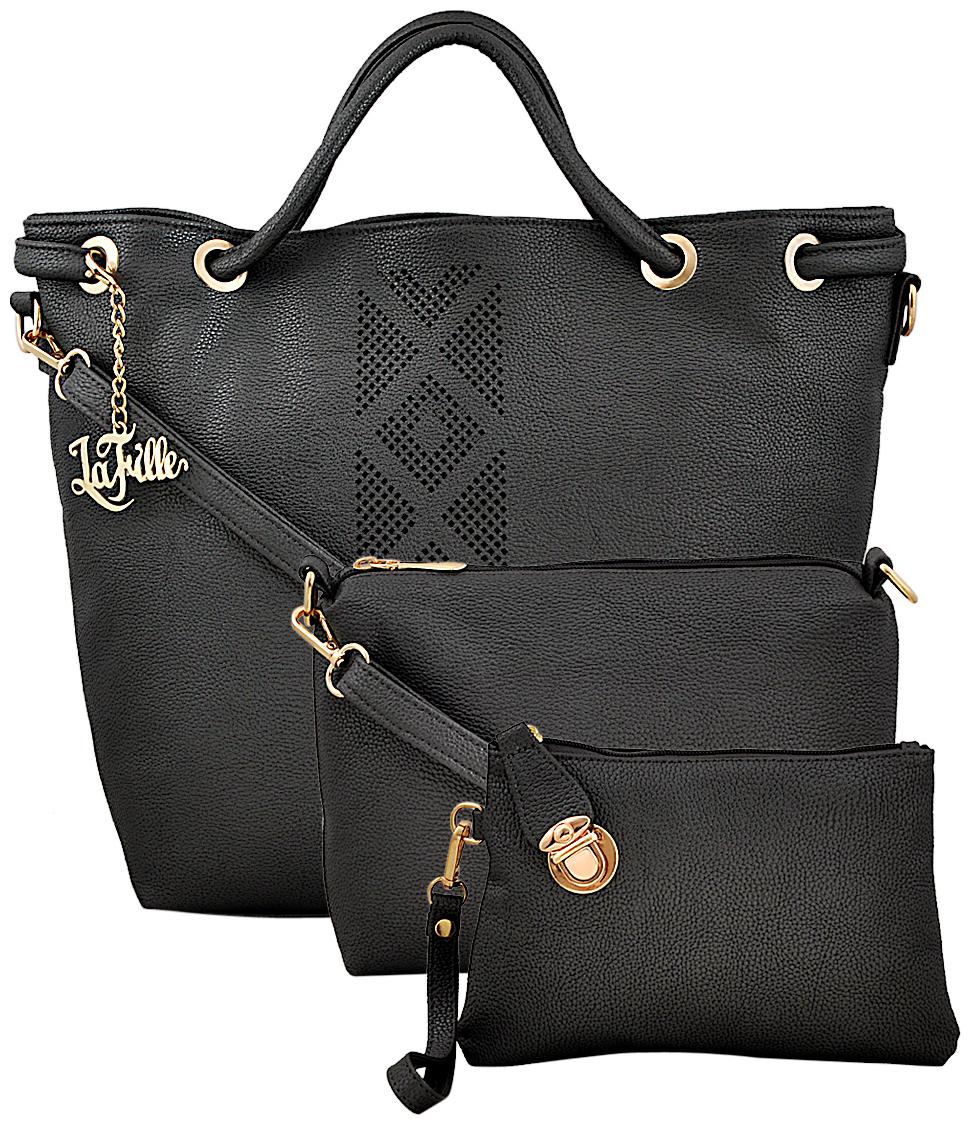 

La Fille Grey Faux Leather Handheld Bag