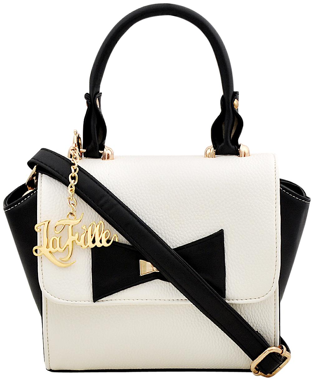 

La Fille Black Faux Leather Handheld Bag