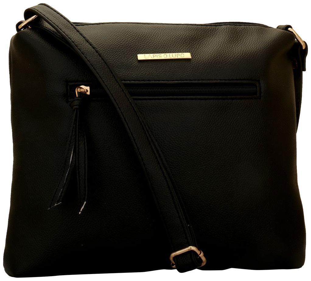 

Lapis O Lupo Black PU Solid Sling Bag