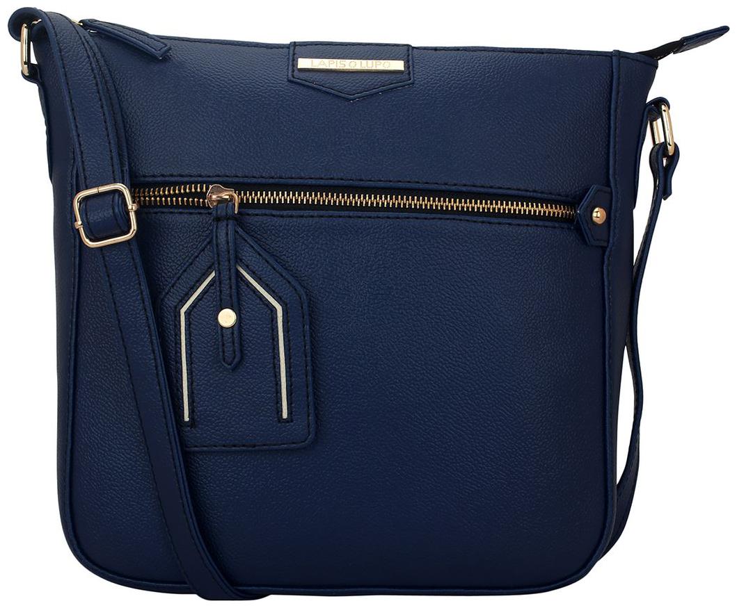 

Lapis O Lupo Blue PU Solid Sling Bag