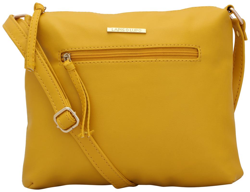 

Lapis O Lupo Yellow Faux Leather Solid Sling Bag