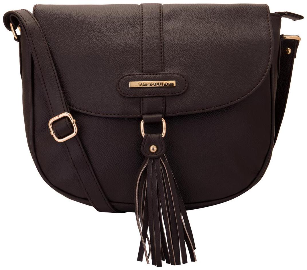

Lapis O Lupo Brown PU Solid Sling Bag