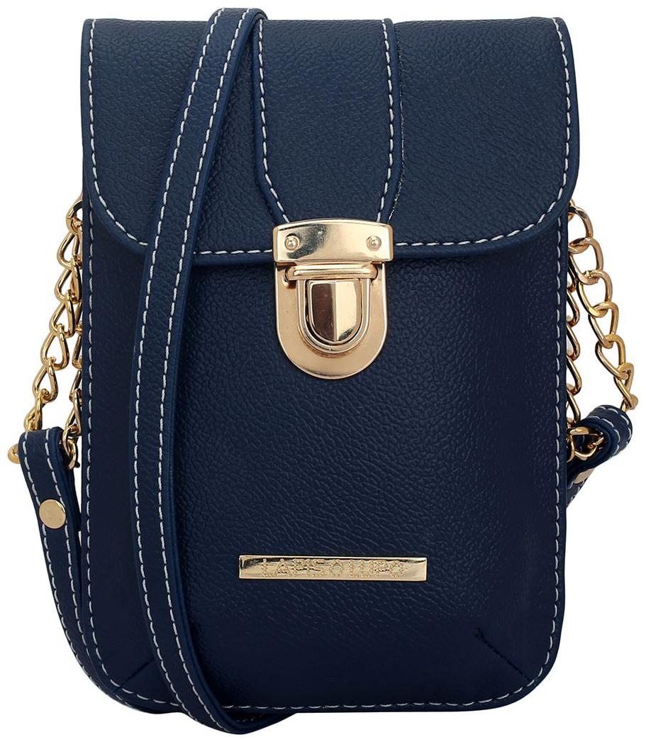 

Lapis O Lupo Blue PU Solid Sling Bag