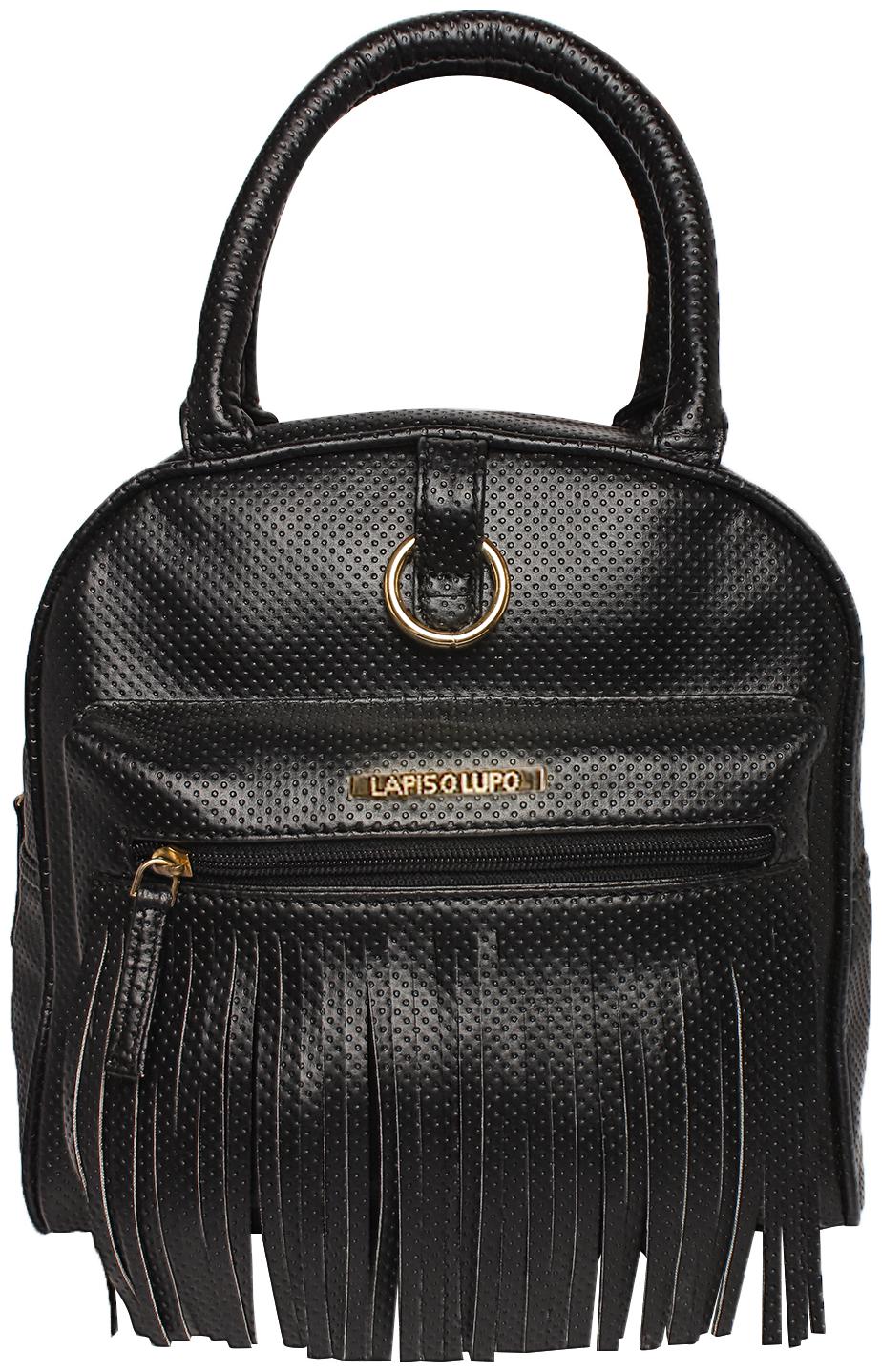 

Lapis O Lupo Black Faux Leather Backpack