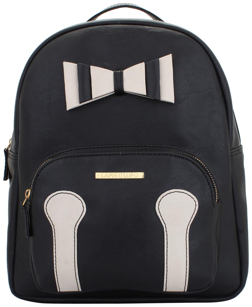 

Lapis O Lupo Black Faux Leather Backpack