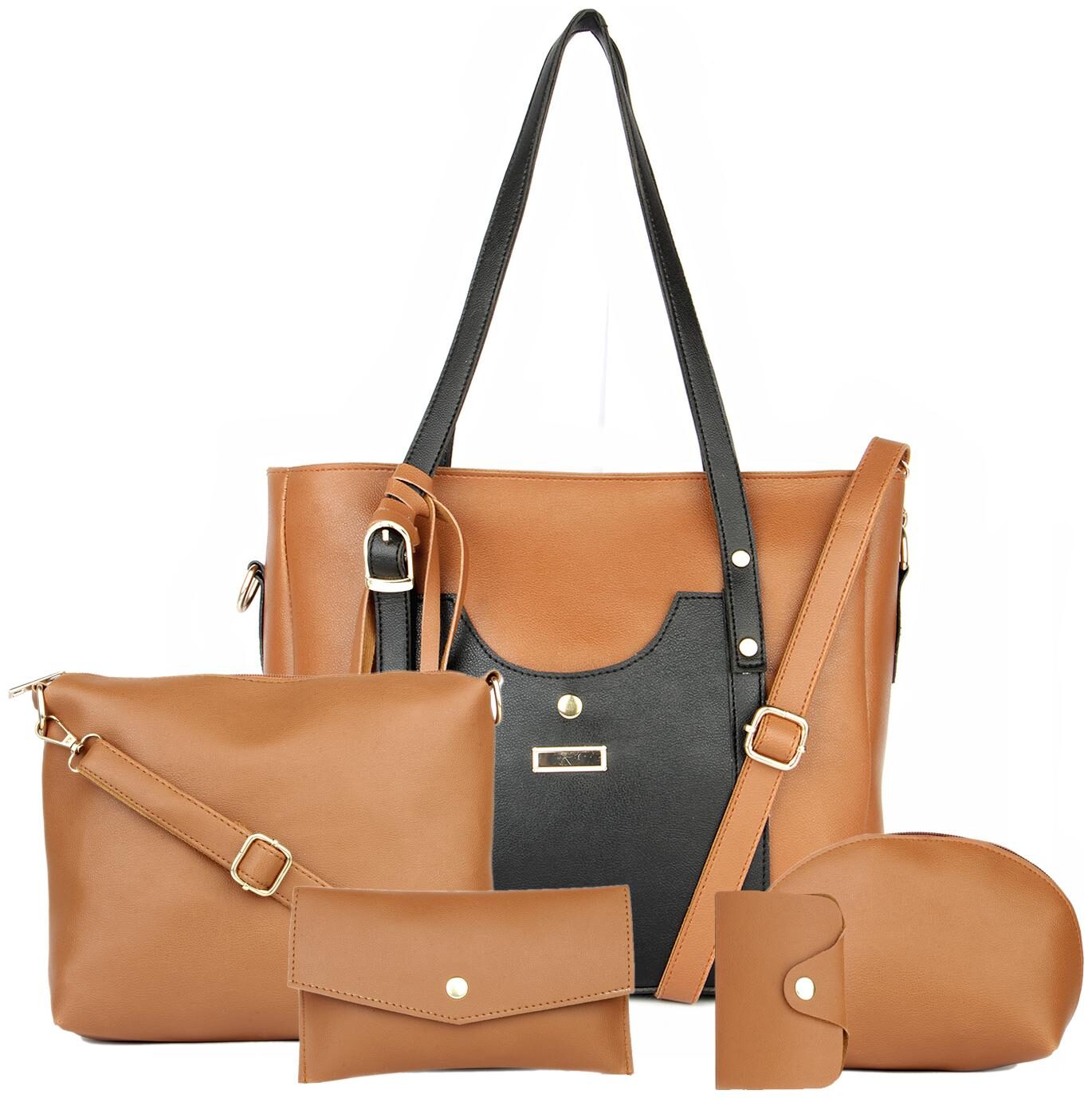 

lariox Brown PU Handheld Bag