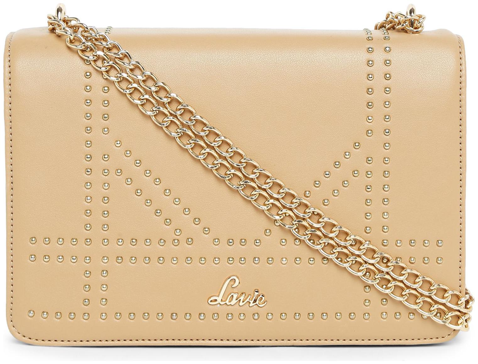 

LAVIE Beige PU Embellished Sling Bag
