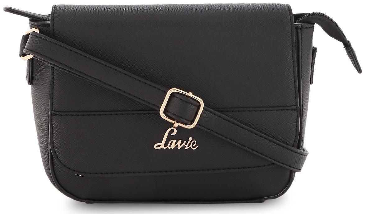 

LAVIE Black Faux Leather Solid Sling Bag