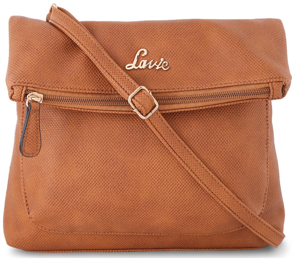 

LAVIE Brown Faux Leather Solid Sling Bag