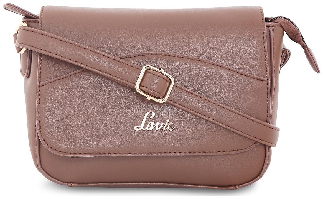 

LAVIE Brown Faux Leather Solid Sling Bag