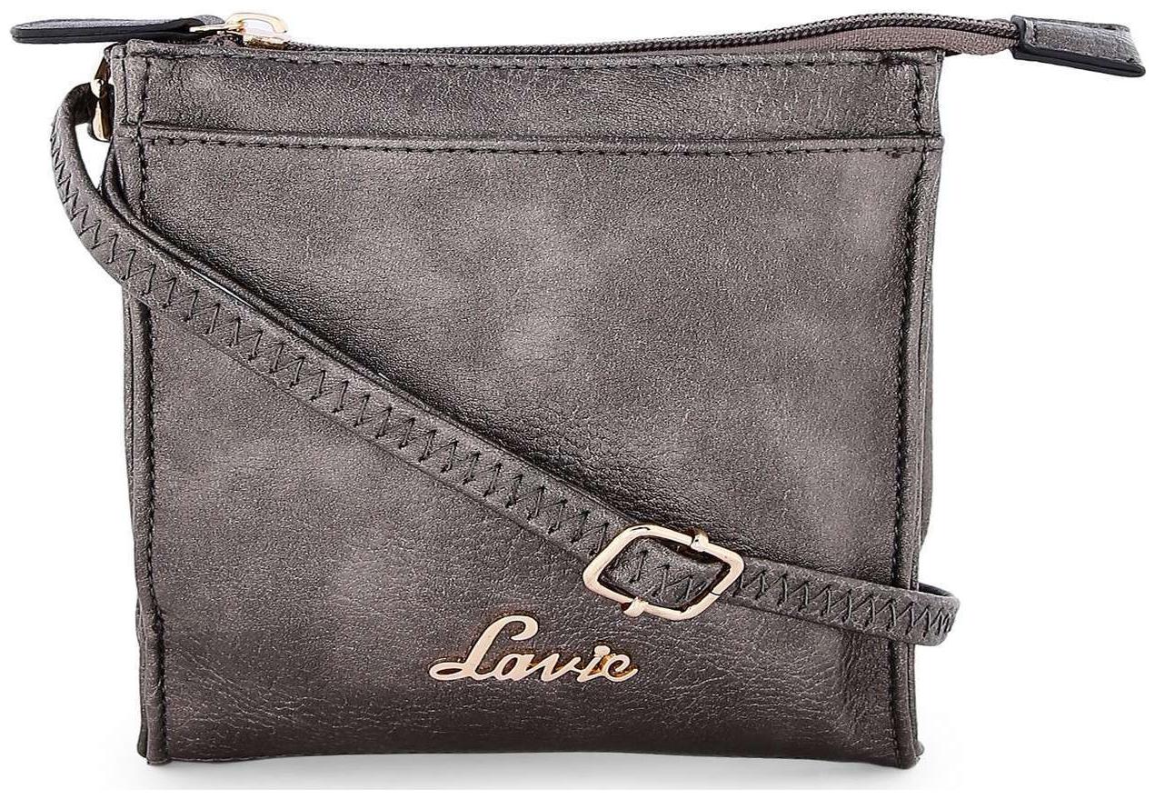 

LAVIE Grey PU Solid Sling Bag