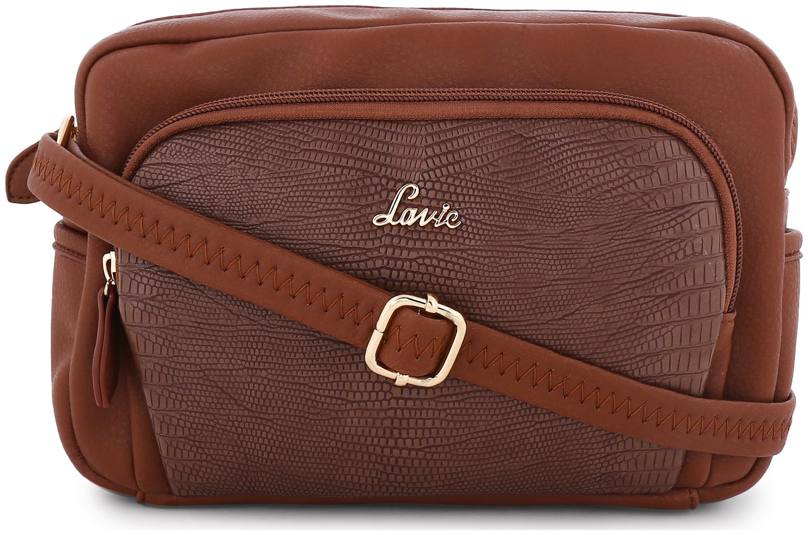 

LAVIE Brown PU Solid Sling Bag