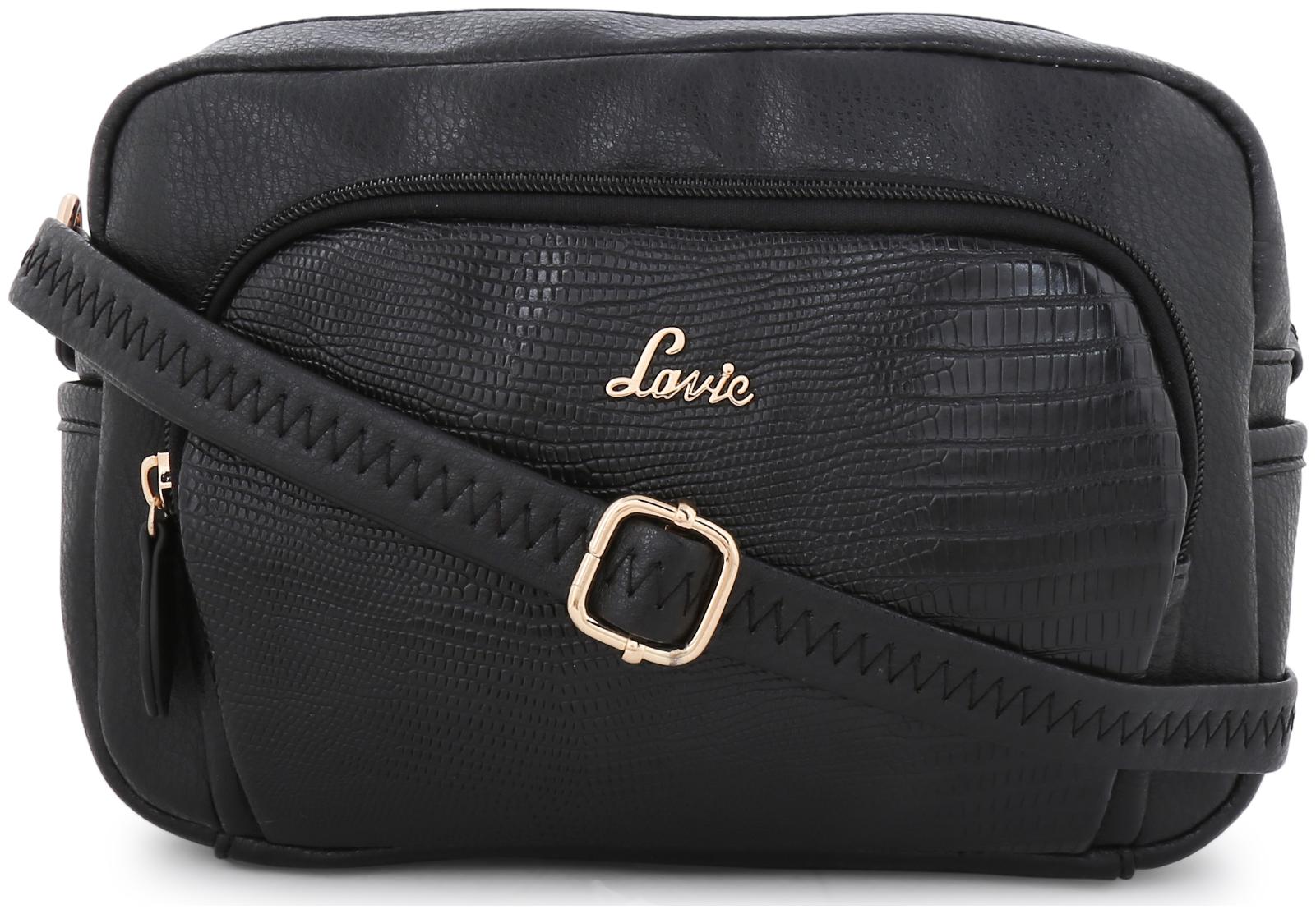 

LAVIE Black PU Solid Sling Bag