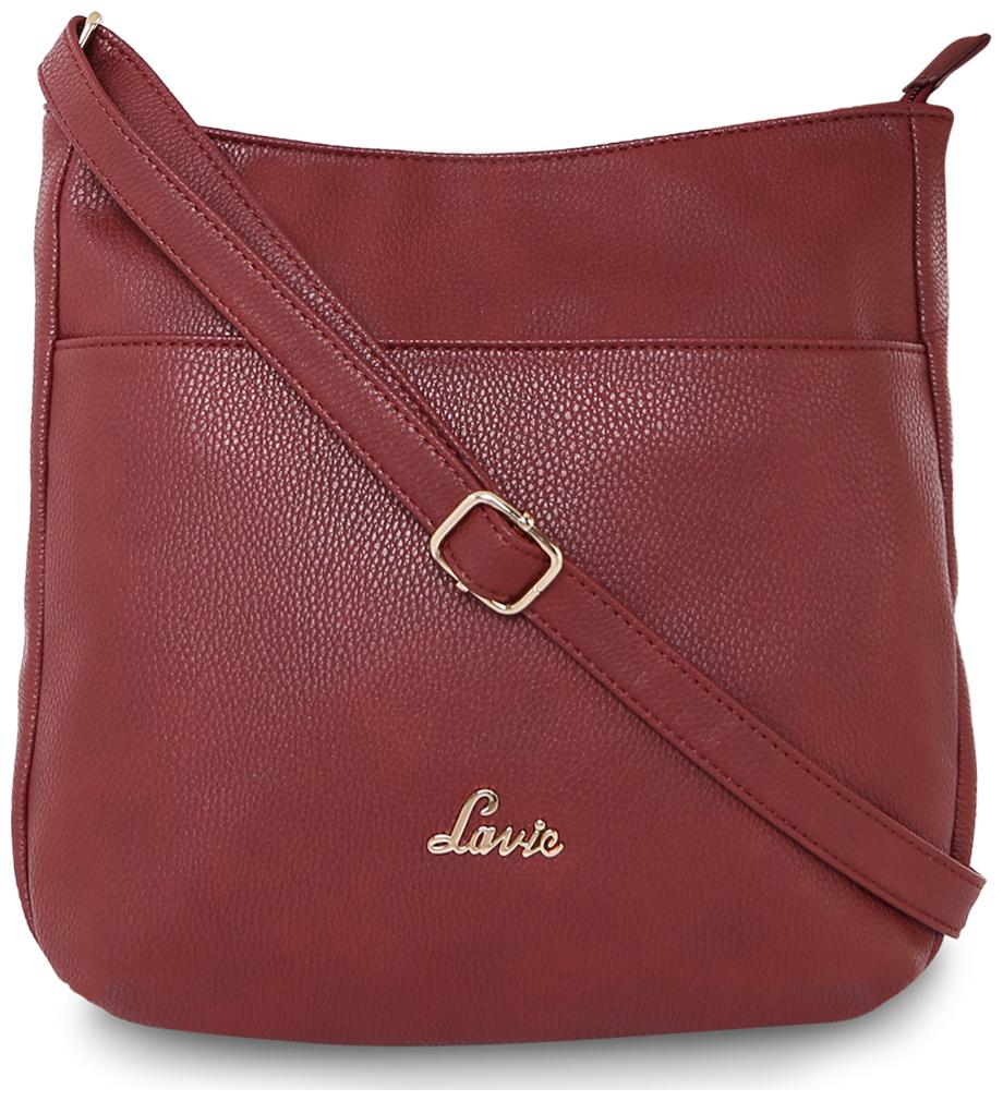 

LAVIE Maroon Faux Leather Solid Sling Bag