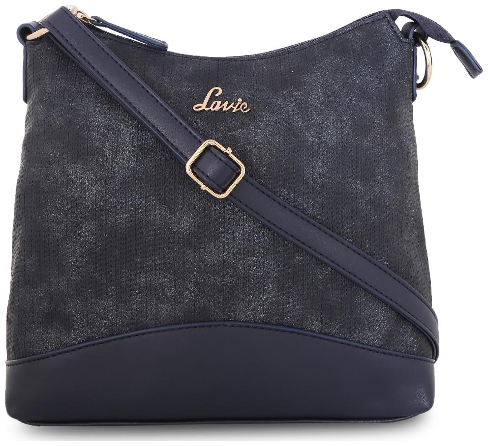 

LAVIE Blue Faux Leather Solid Sling Bag