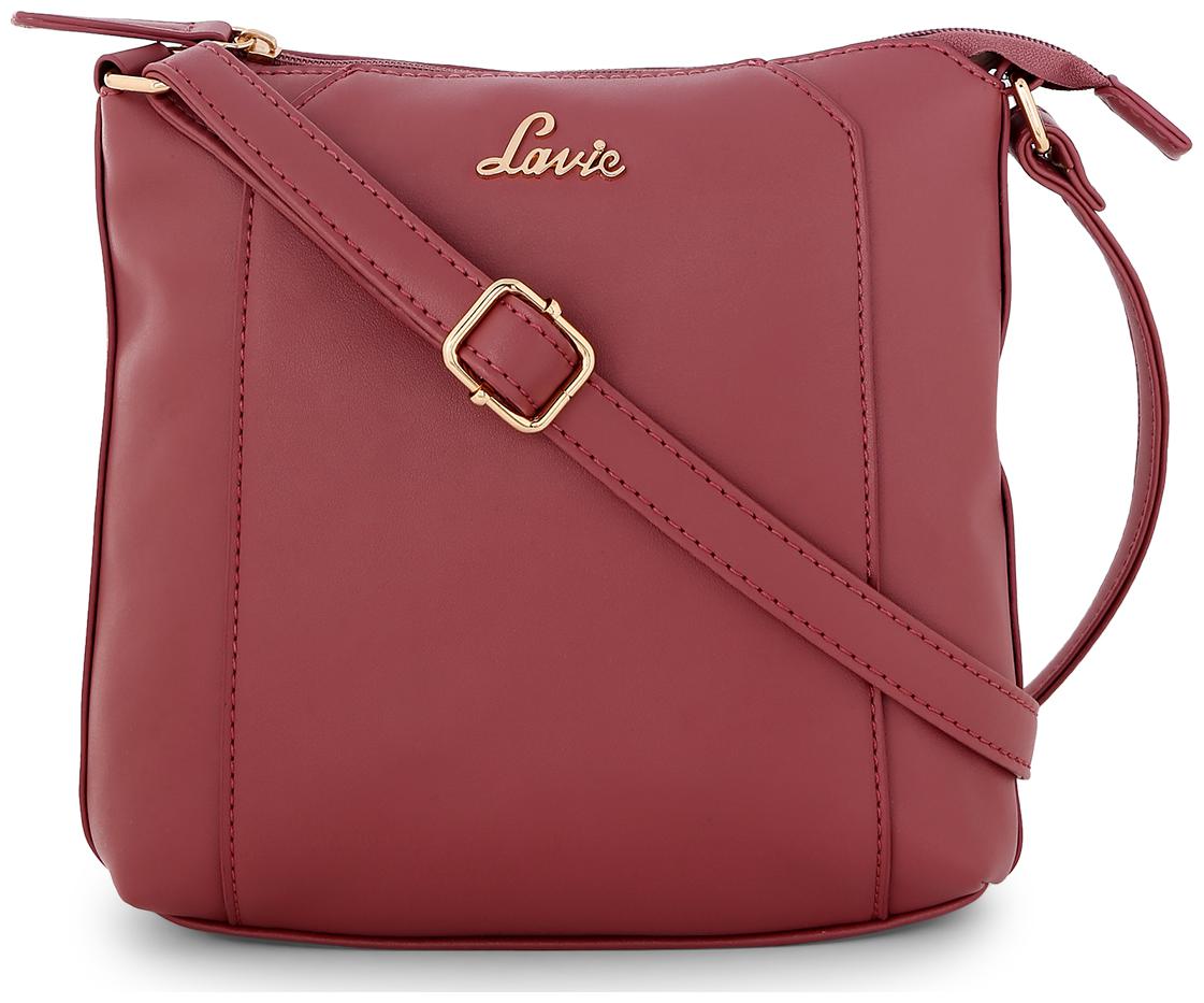 

LAVIE Pink Faux Leather Solid Sling Bag