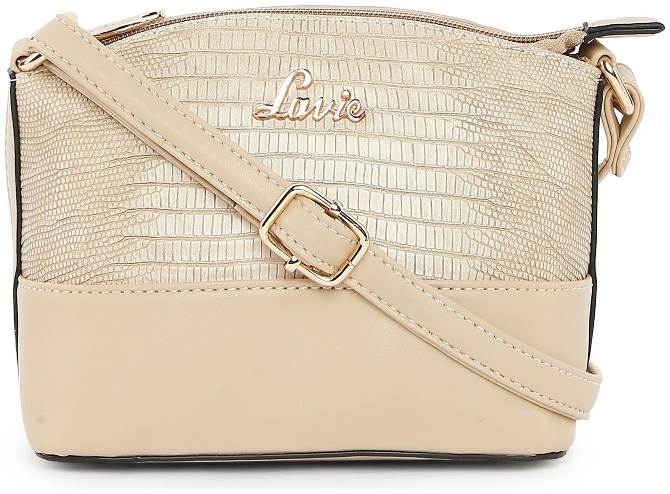 

LAVIE Beige PU Solid Sling Bag