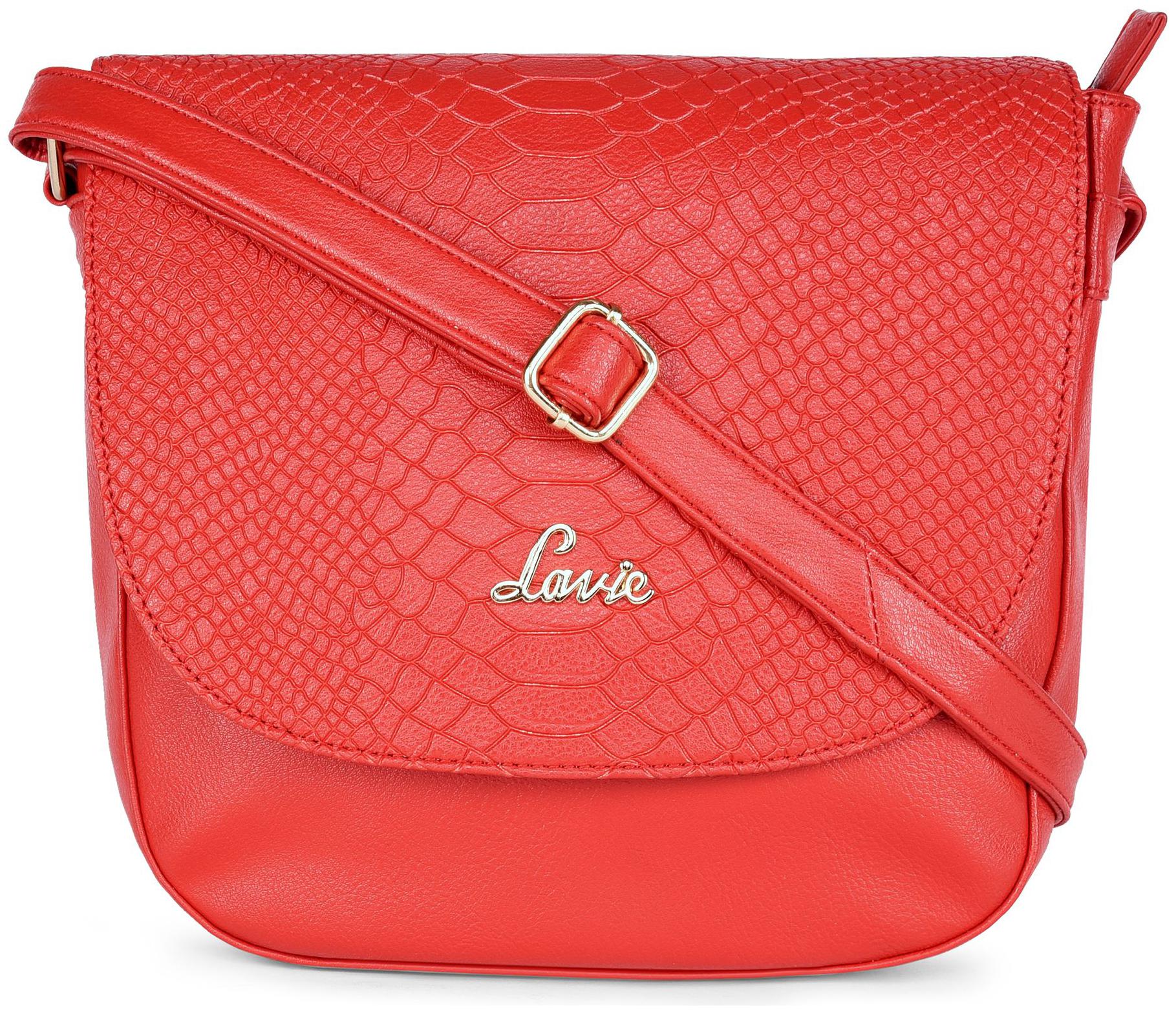 

LAVIE Red PU Textured Sling Bag