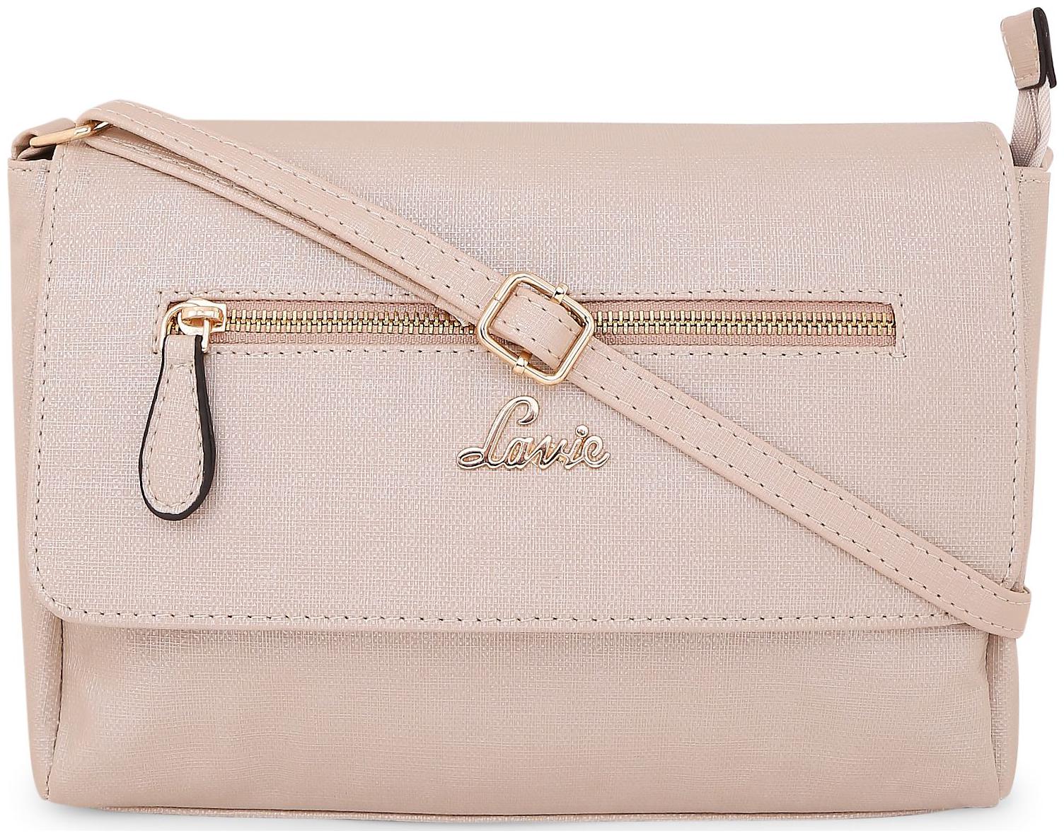 

LAVIE Grey PU Solid Sling Bag