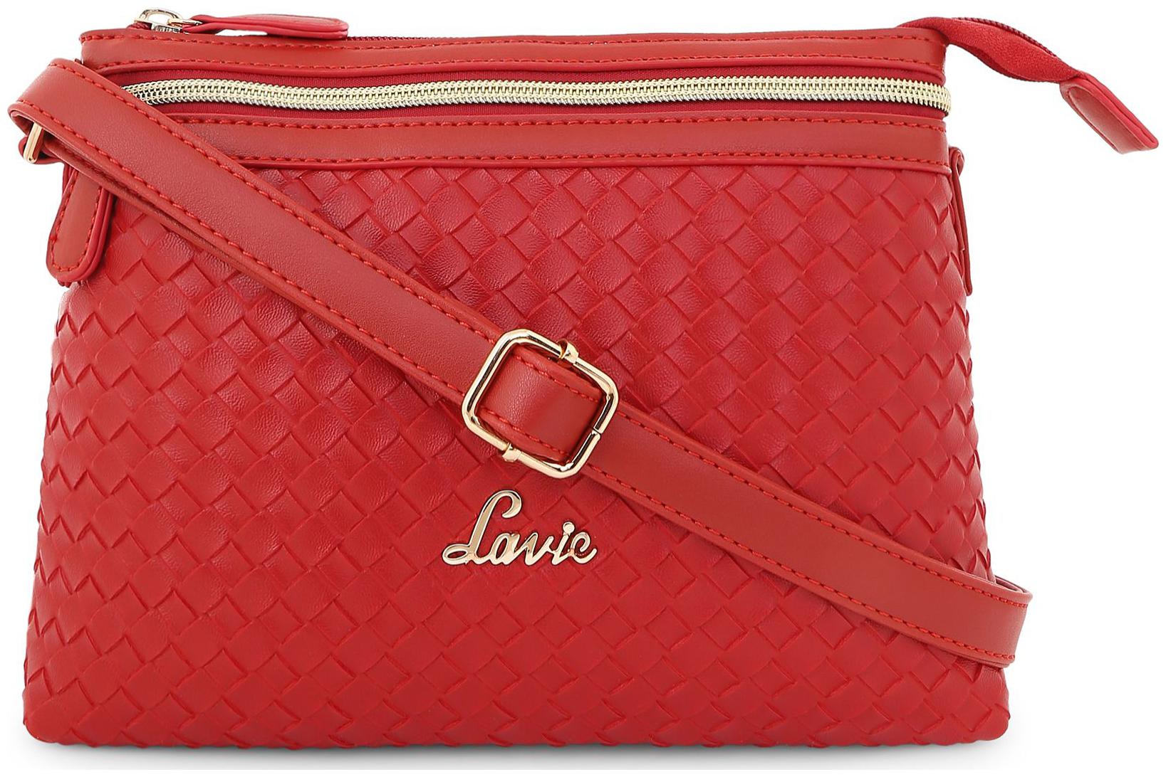 

LAVIE Red PU Striped Sling Bag