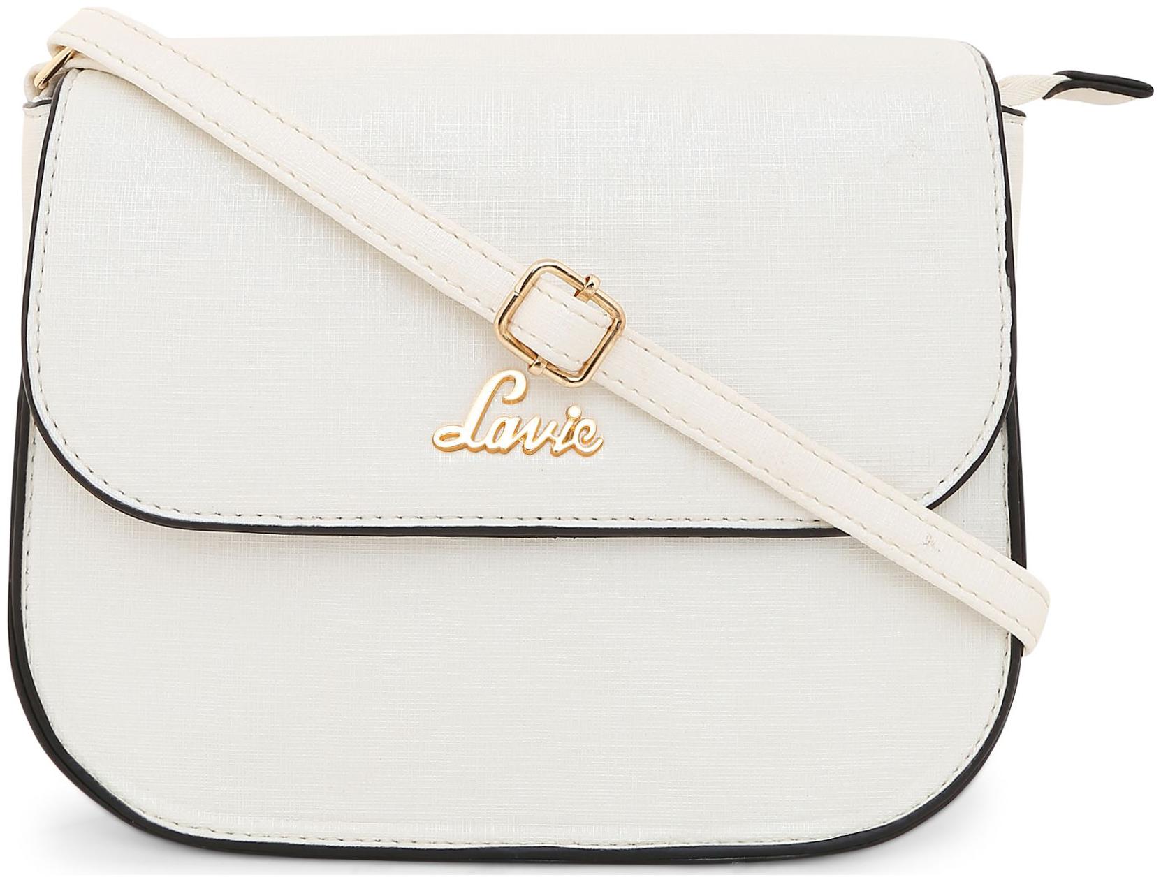 

LAVIE White PU Solid Sling Bag