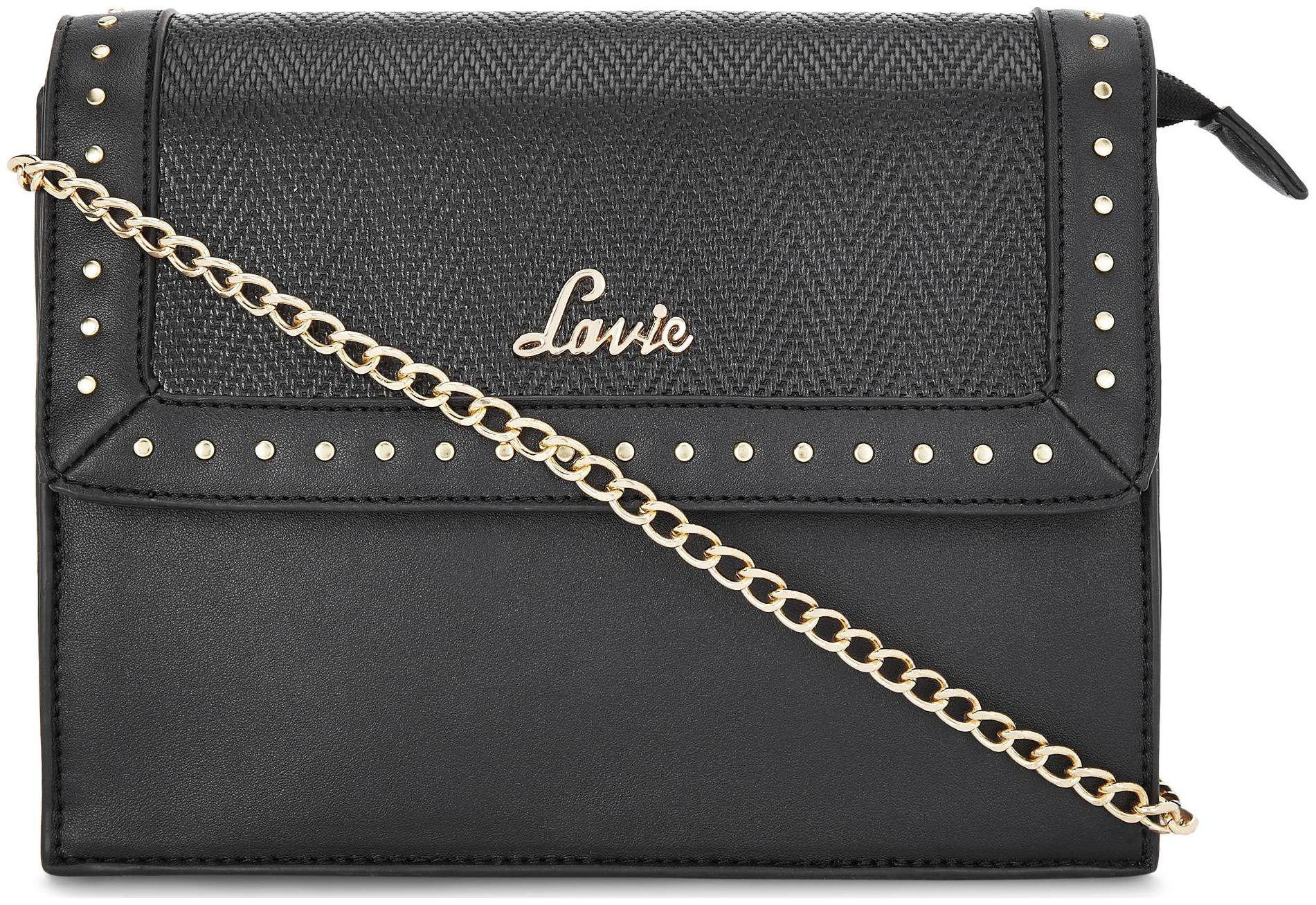 

LAVIE Black PU Striped Sling Bag