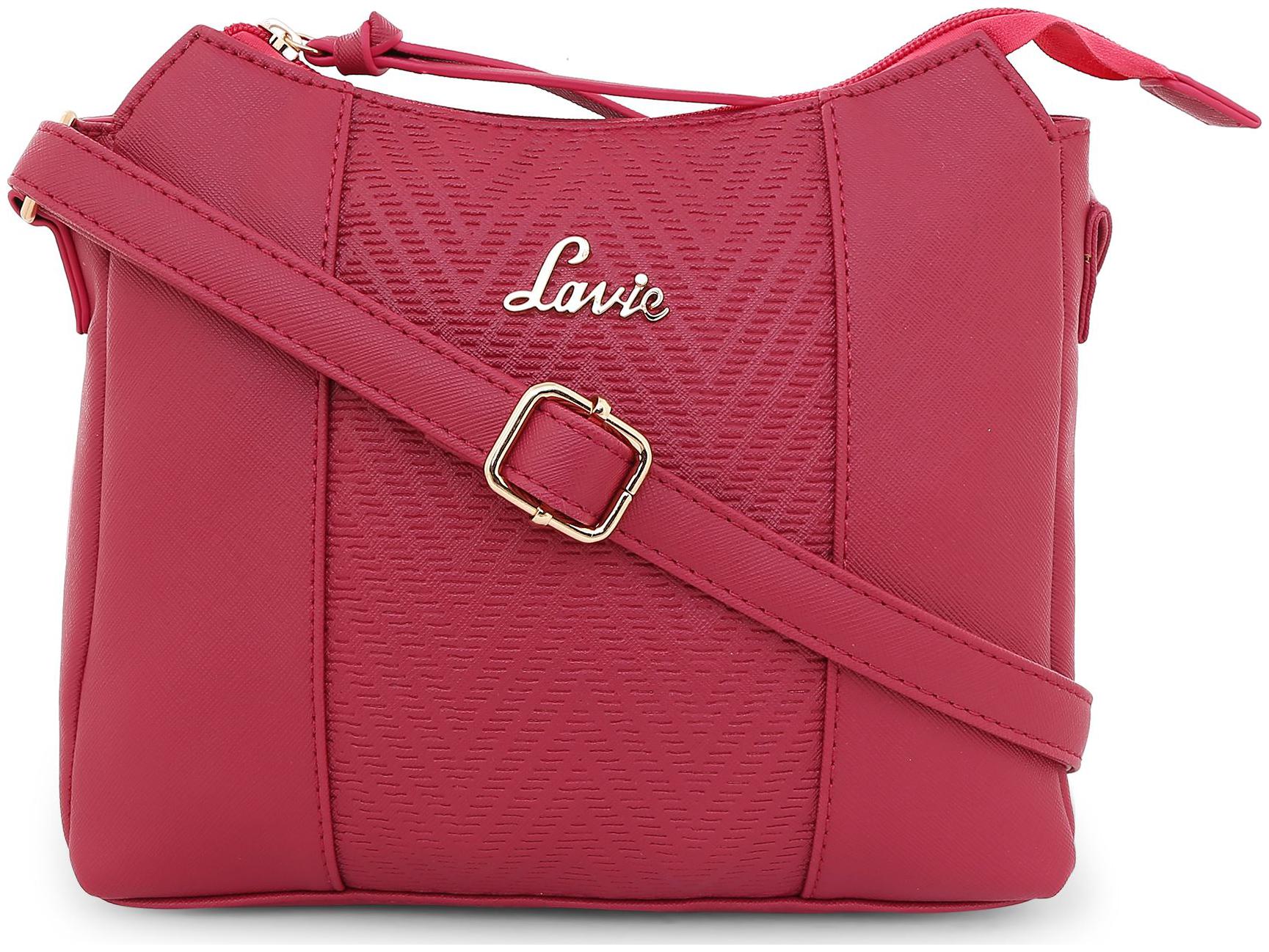 

LAVIE Pink PU Striped Sling Bag