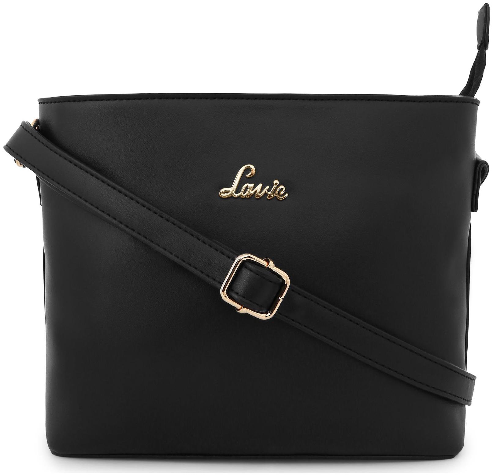 

LAVIE Black PU Solid Sling Bag