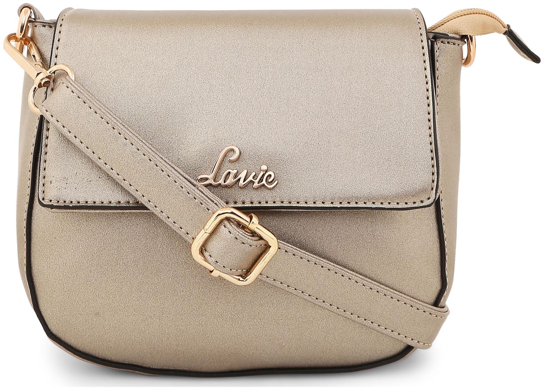 

LAVIE Grey PU Solid Sling Bag