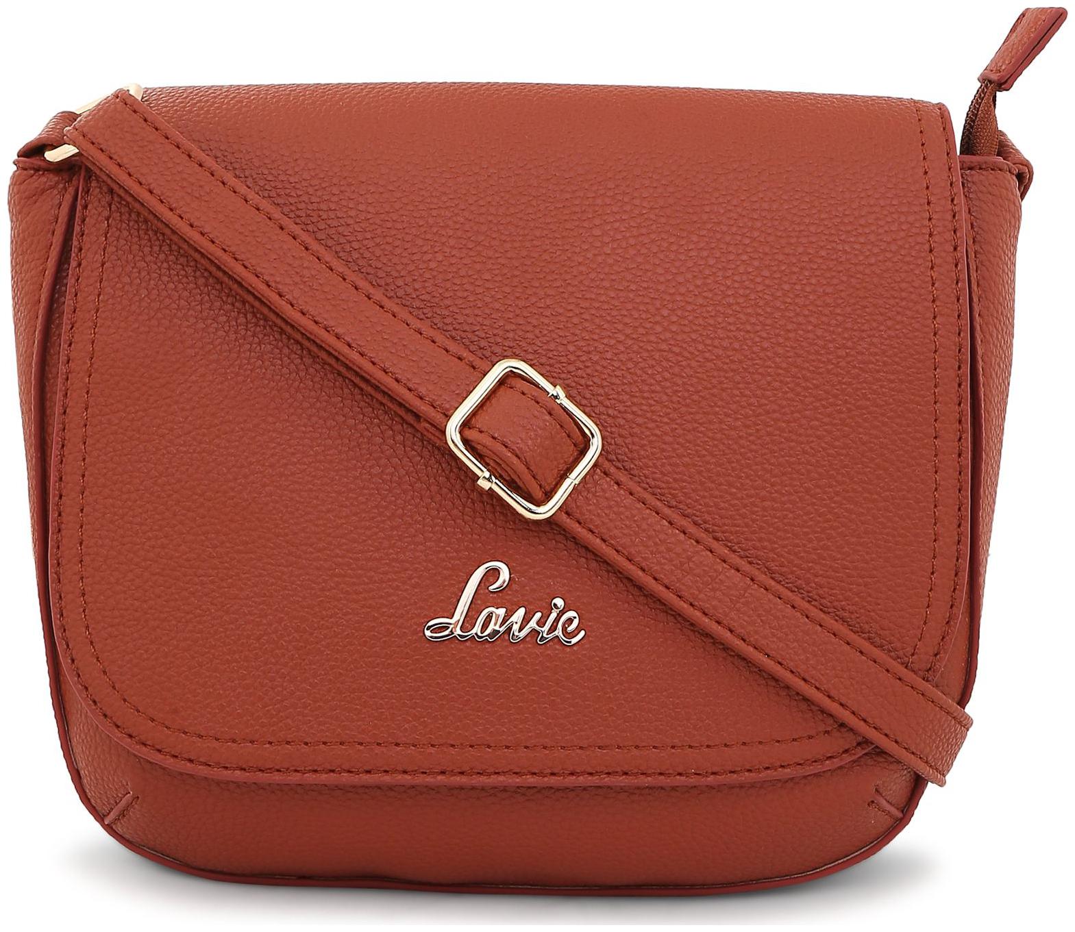 

LAVIE Brown PU Solid Sling Bag