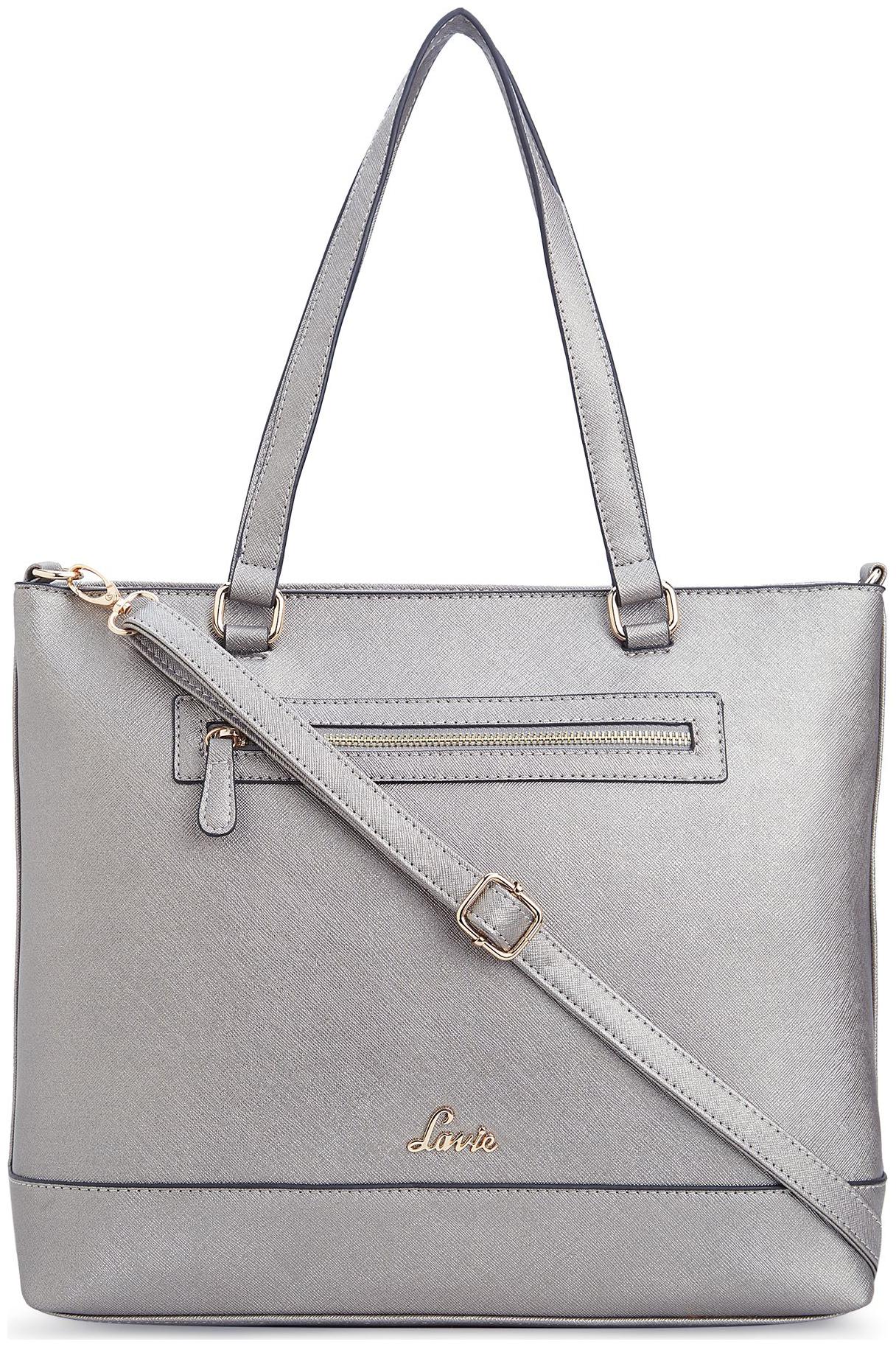 

LAVIE Women Solid PU - Tote Bag Grey