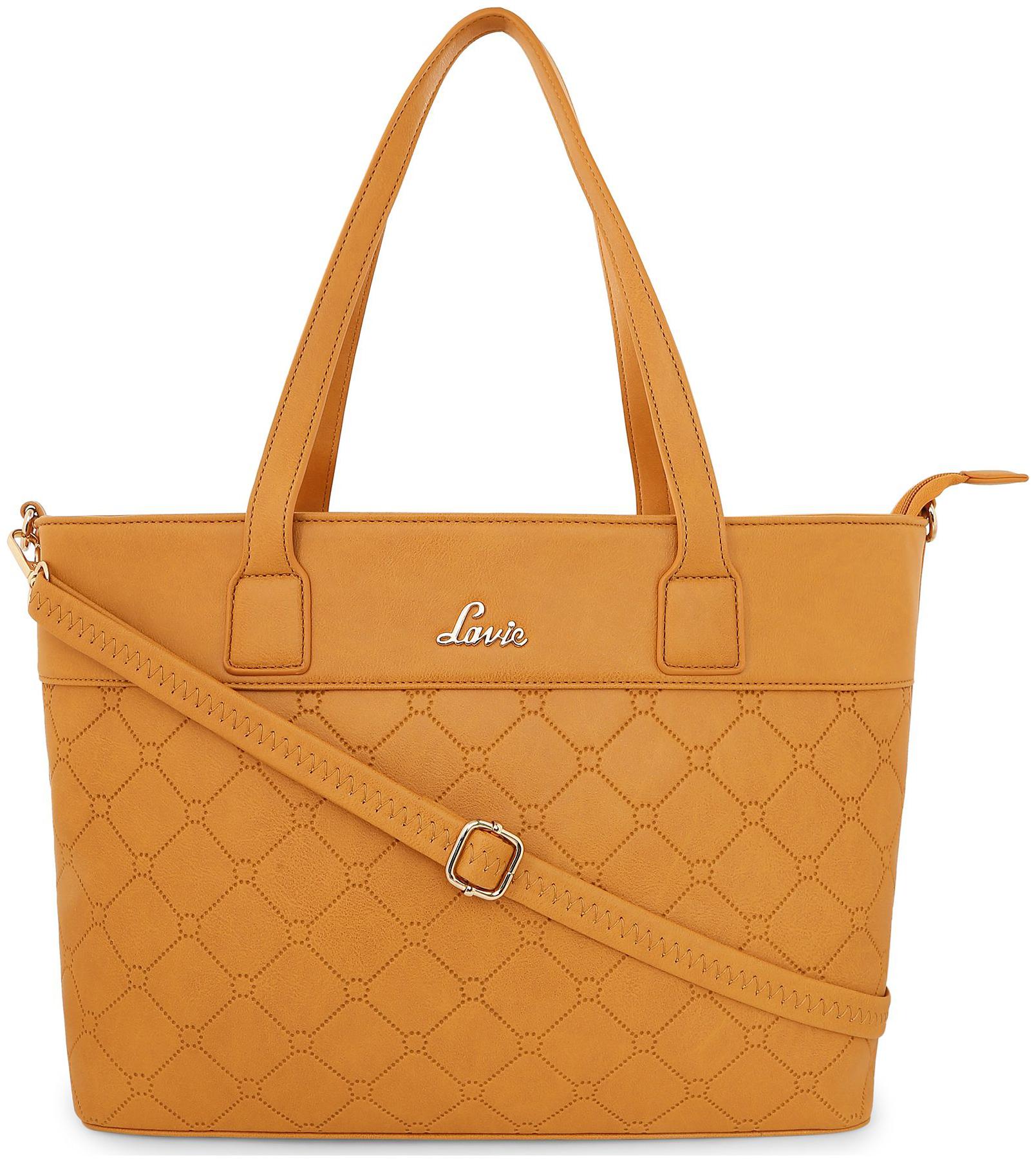 

LAVIE Women Striped PU - Tote Bag Yellow