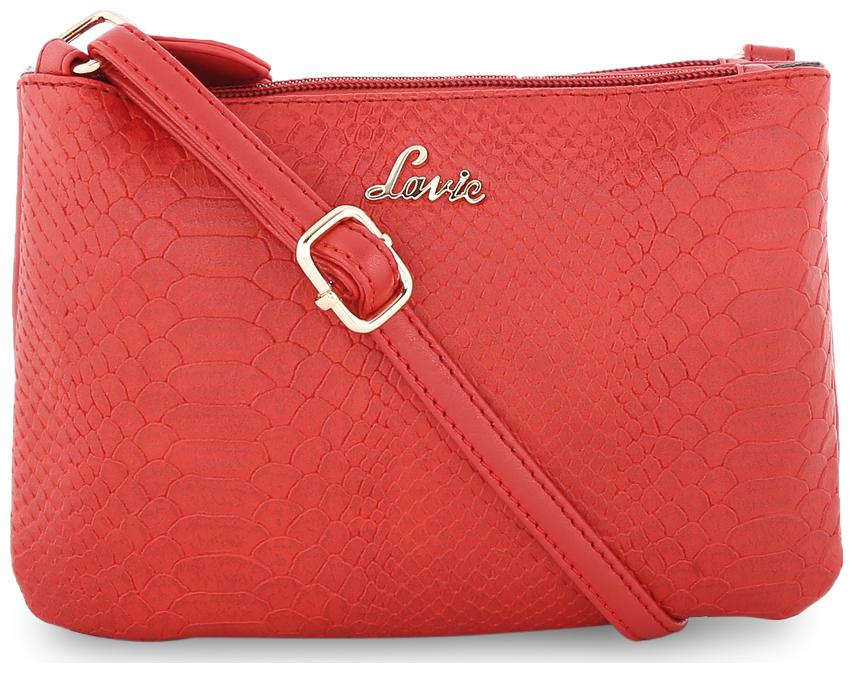 

LAVIE Red Faux Leather Solid Sling Bag
