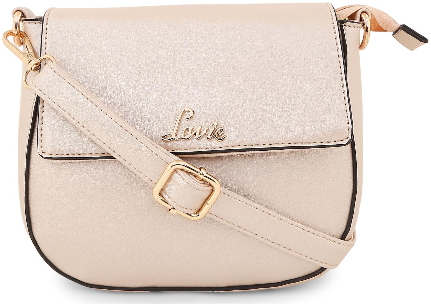 

LAVIE Beige PU Solid Sling Bag