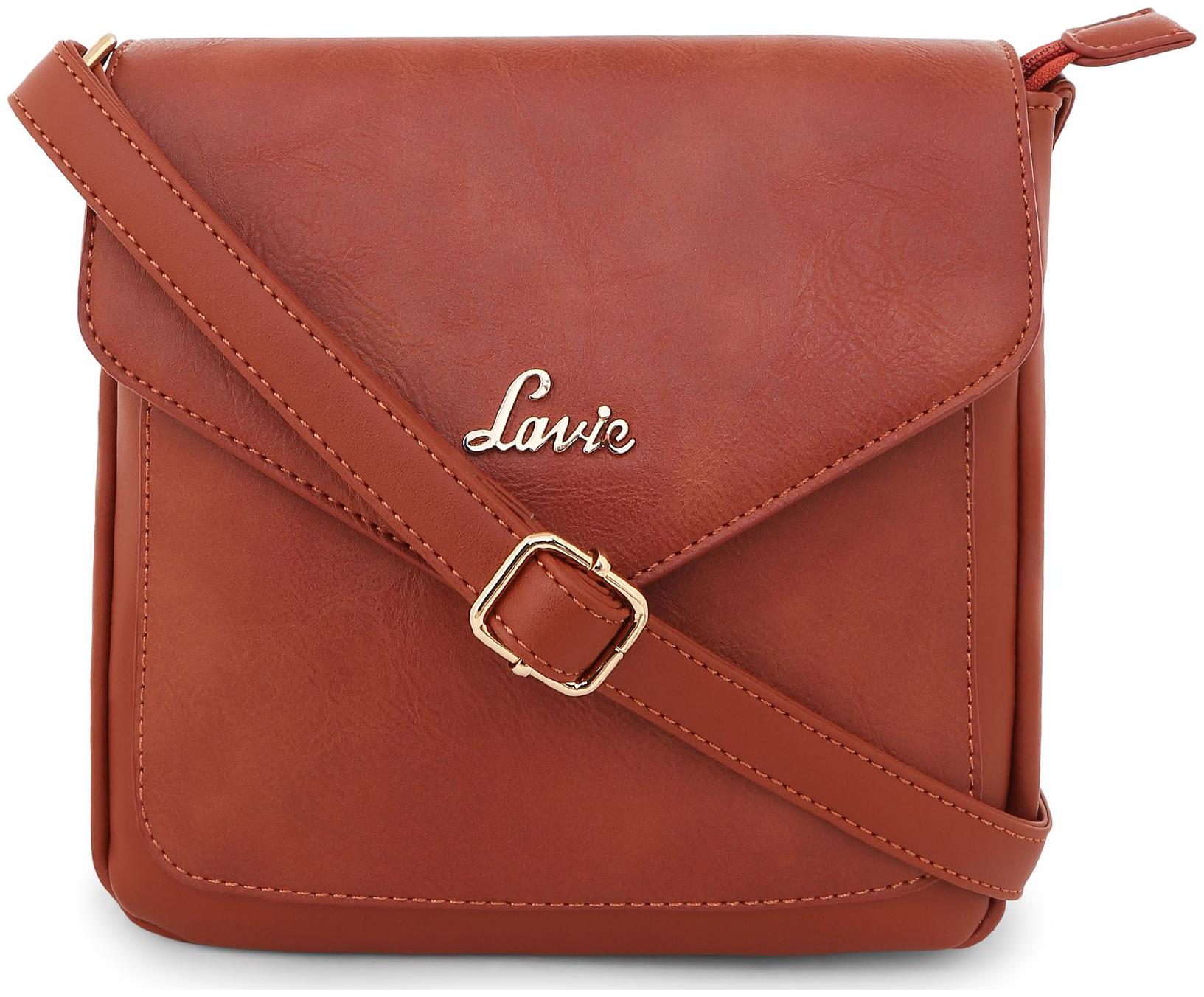 

LAVIE Brown PU Solid Sling Bag