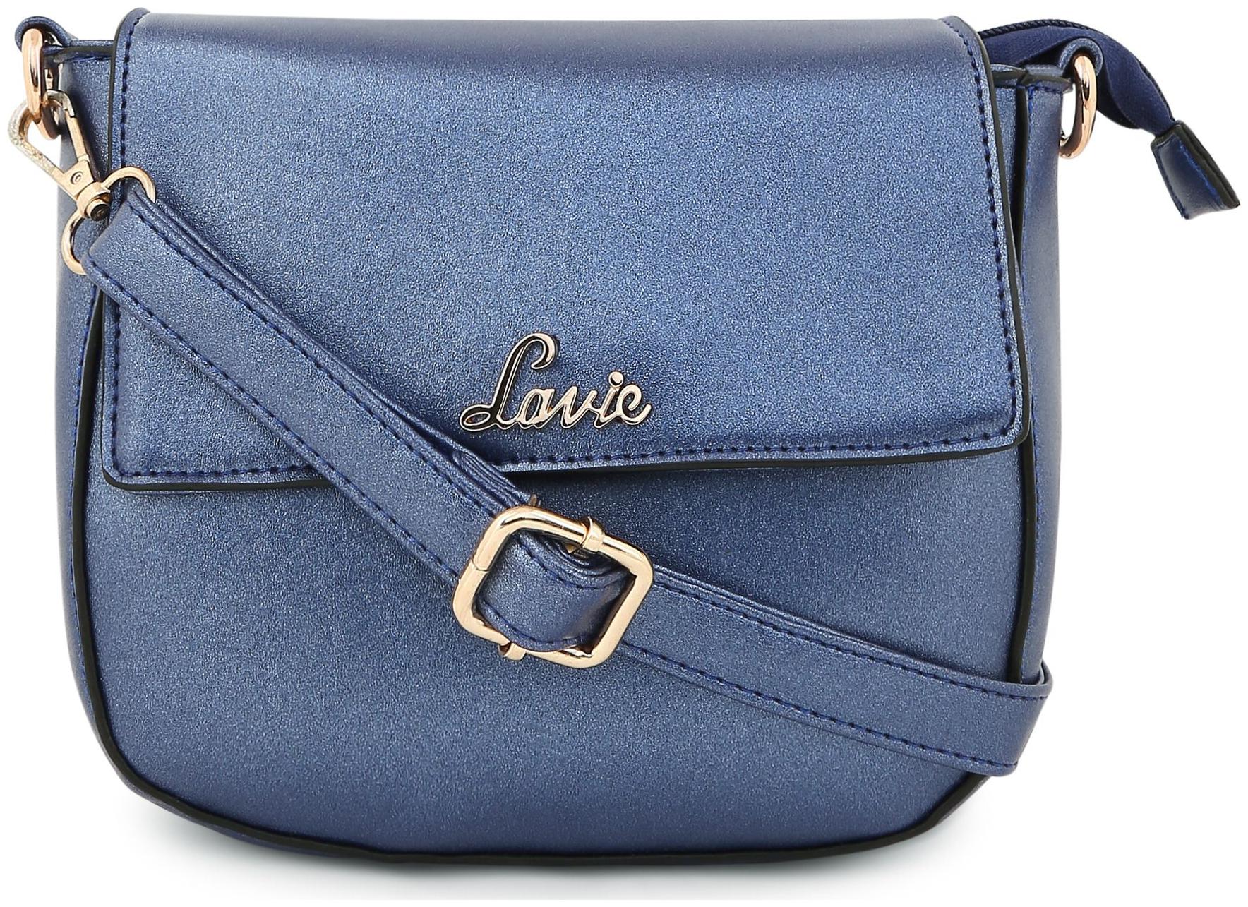 

LAVIE Blue PU Solid Sling Bag